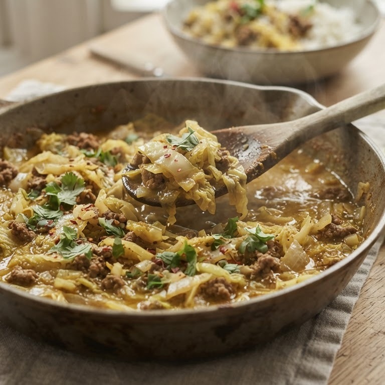 Chinesekool met gehakt en kerrie recept