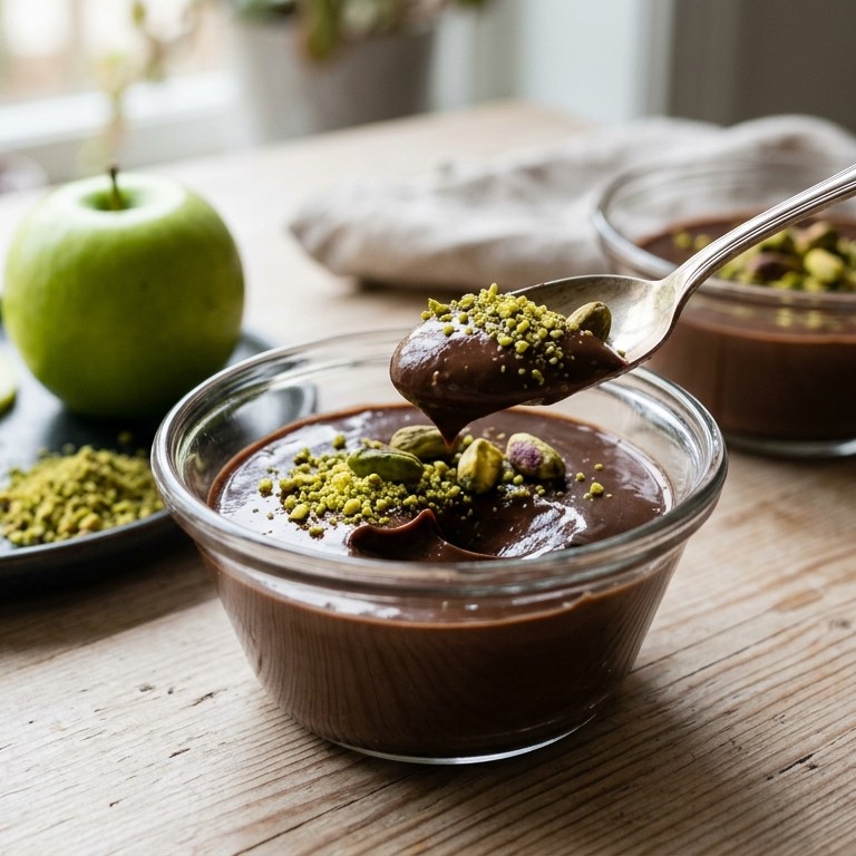 Choco-hazelnootpudding met pistache recept