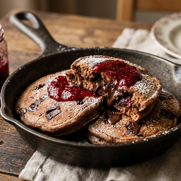 Chocolade-frambozenpannenkoekjes voor gourmet recept