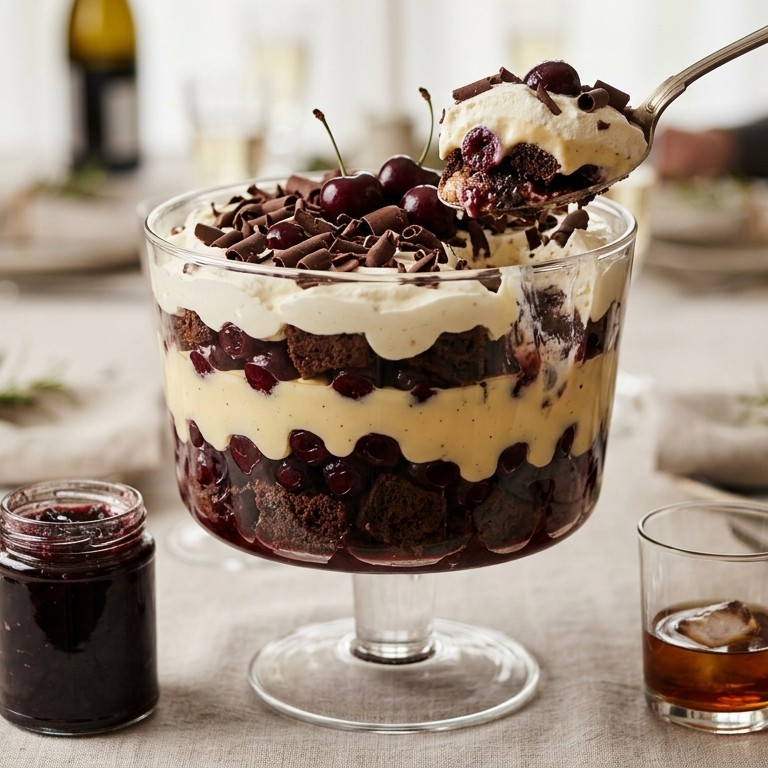 Chocolade kersen trifle recept