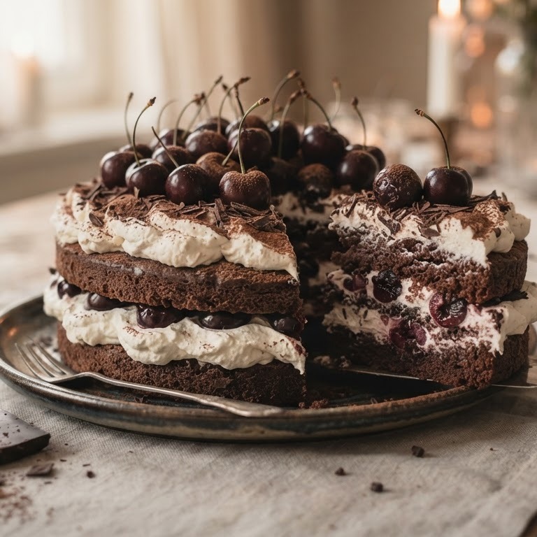 Chocolade-roomtaart met kersen recept