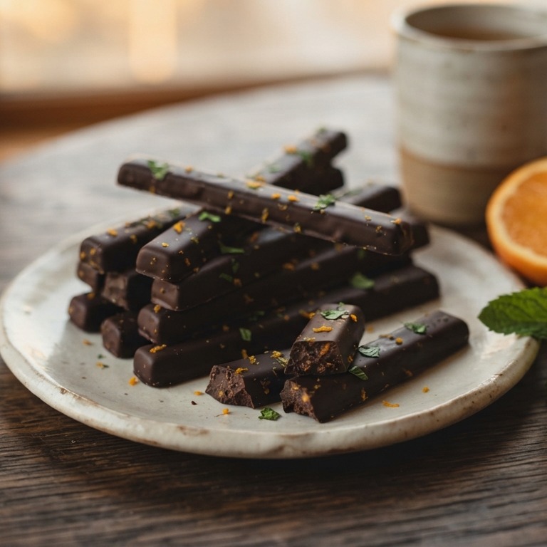 Chocolade staafjes met munt en sinaasappel recept