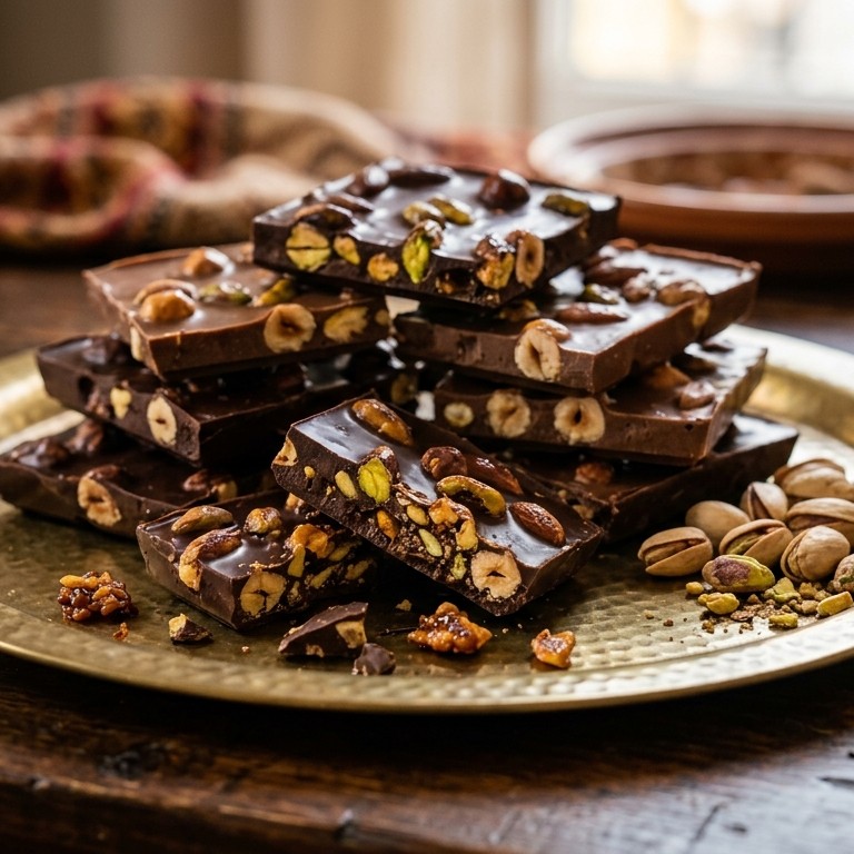 Chocoladeblokjes met gecarameliseerde noten recept