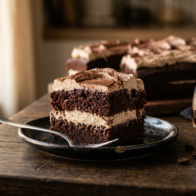 Chocoladecake met koffielikeur en koffieroom recept