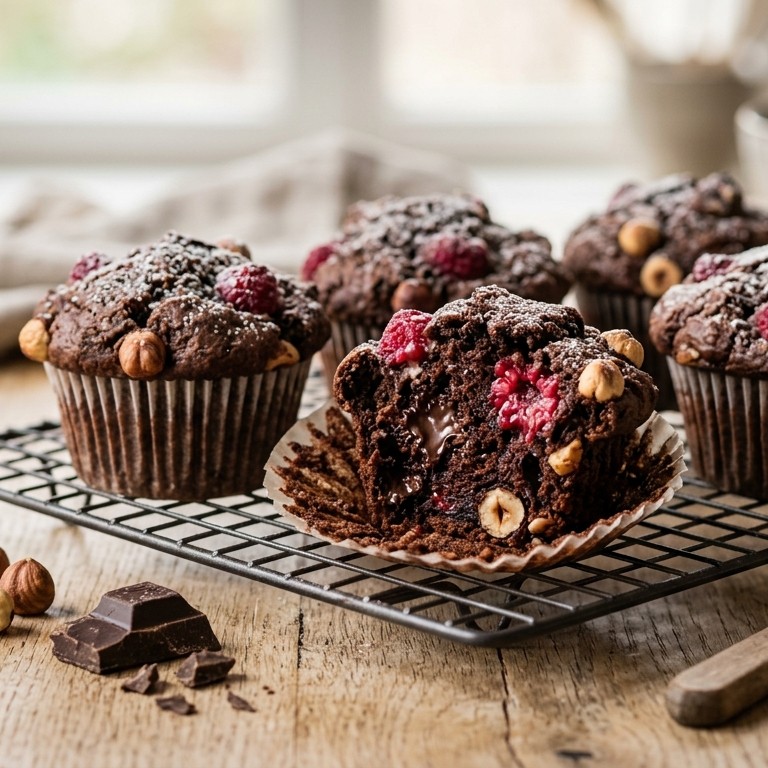 Chocolademuffins met frambozen recept