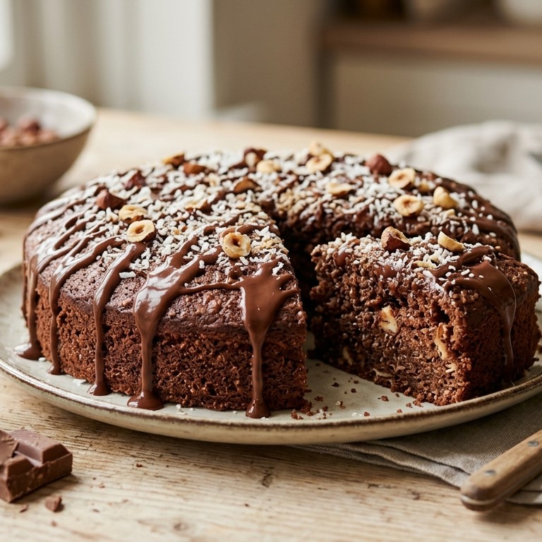 Chocoladetaart met kokos en hazelnoten recept
