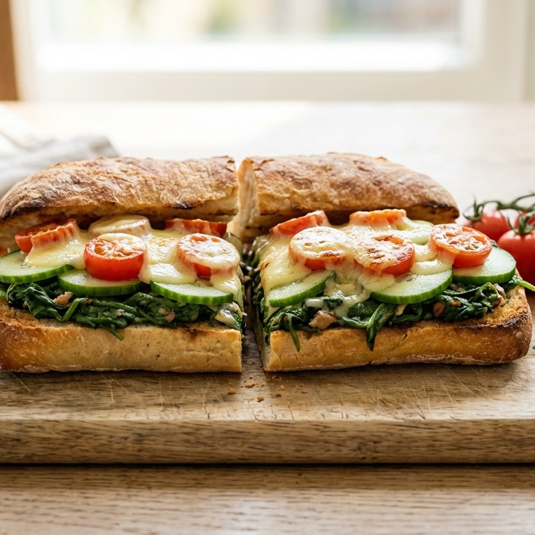 Ciabatta met spinazie, komkommer en cherrytomaatjes recept