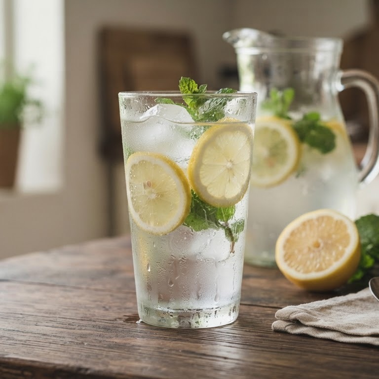 Citroen water met ijsblokjes recept