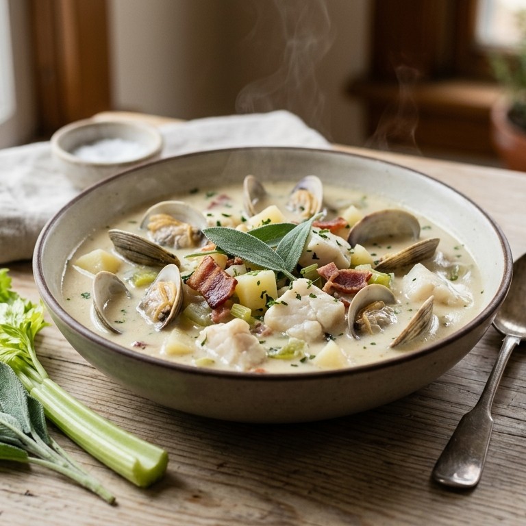 Clam chowder vissoep recept