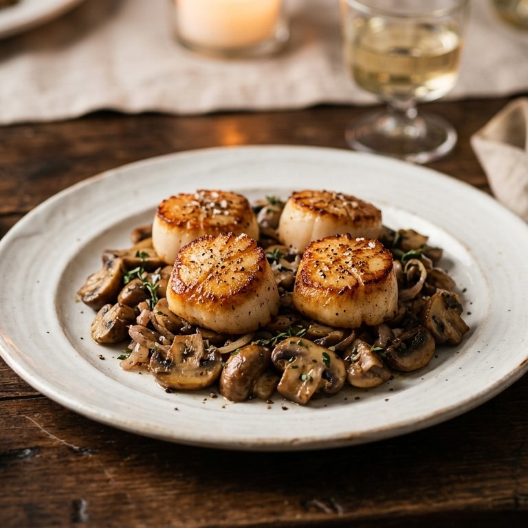 Coquilles op een bedje van champignons recept