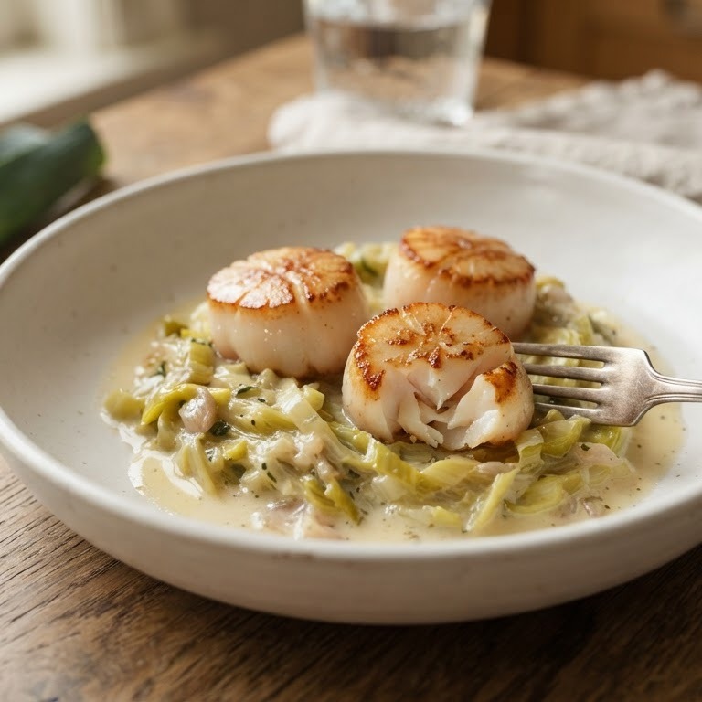 Coquilles op een bedje van prei recept
