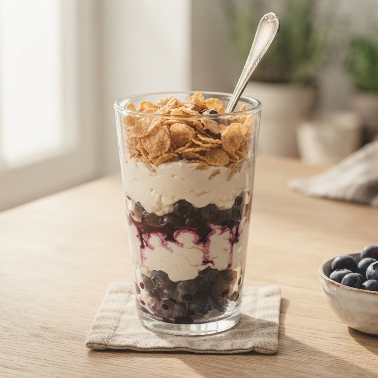 Cornflakes-bosbessenkwark recept