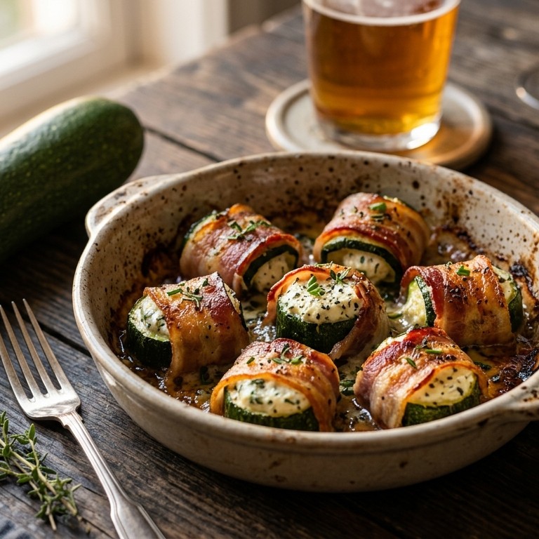 Courgette met roomkaas en spek recept
