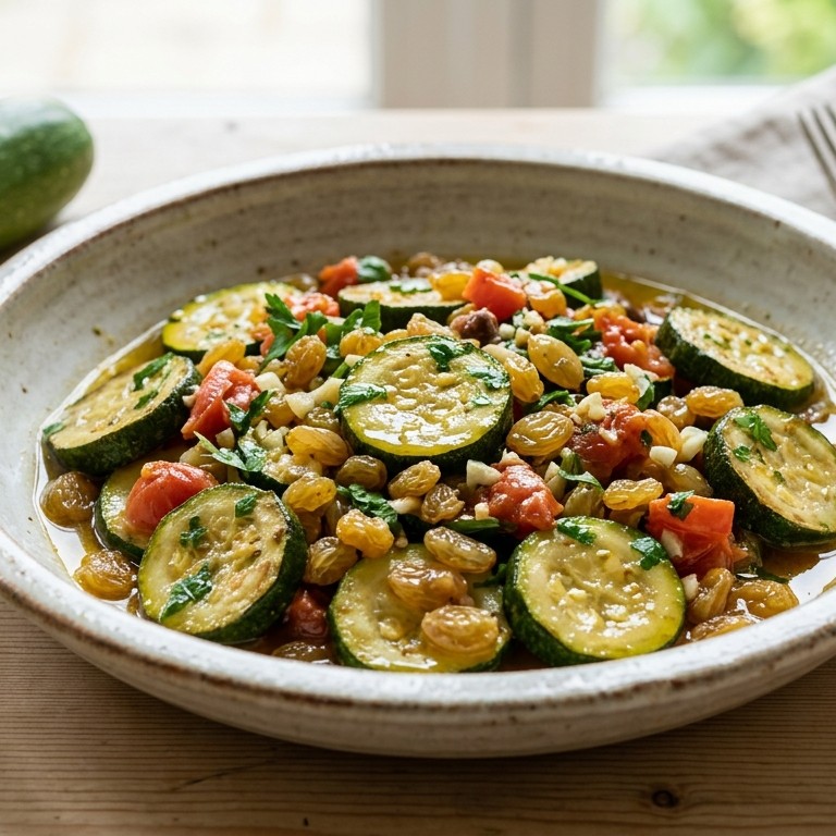 Courgette met rozijnen recept