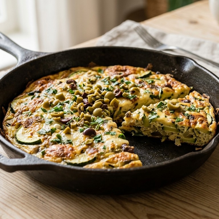 Courgette omelet met olijven recept
