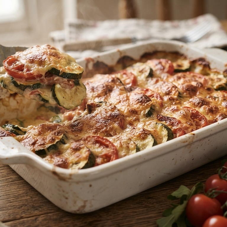 Courgette ovenschotel met geraspte kaas recept
