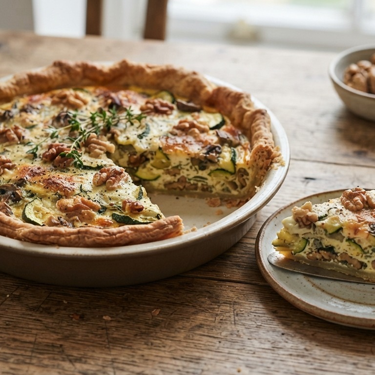 Courgette quiche met walnoten (vegetarisch) recept