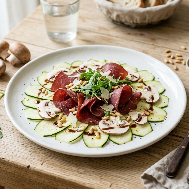 Courgettecarpaccio met rookvlees recept
