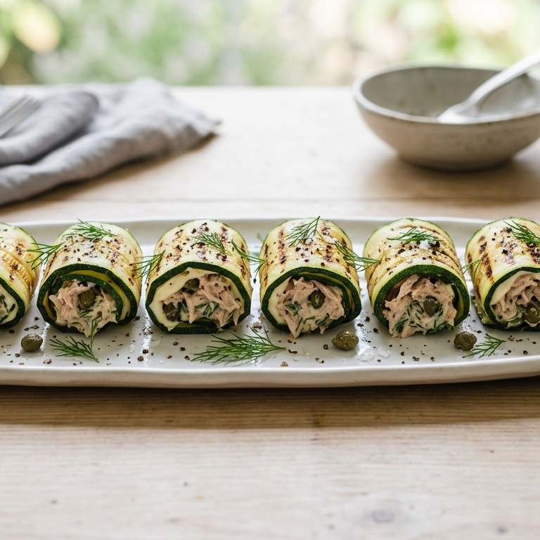 Courgetterolletejs met tonijn recept