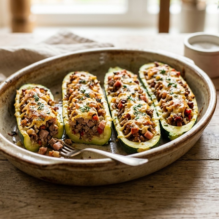 Courgettes met ham en gehakt recept