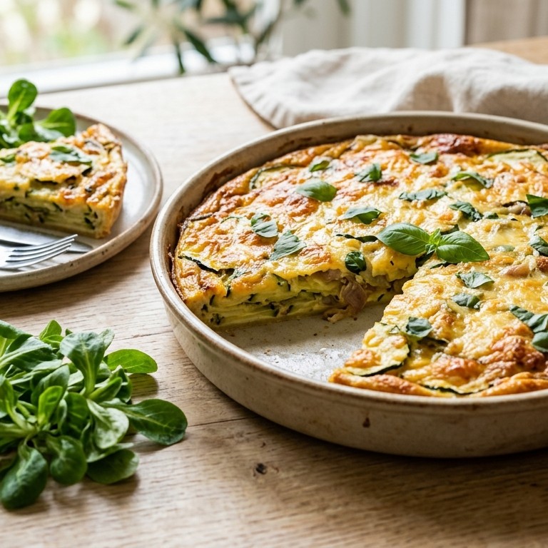 Courgettetaart met sjalotjes, basilicum en geraspte belegen kaas recept