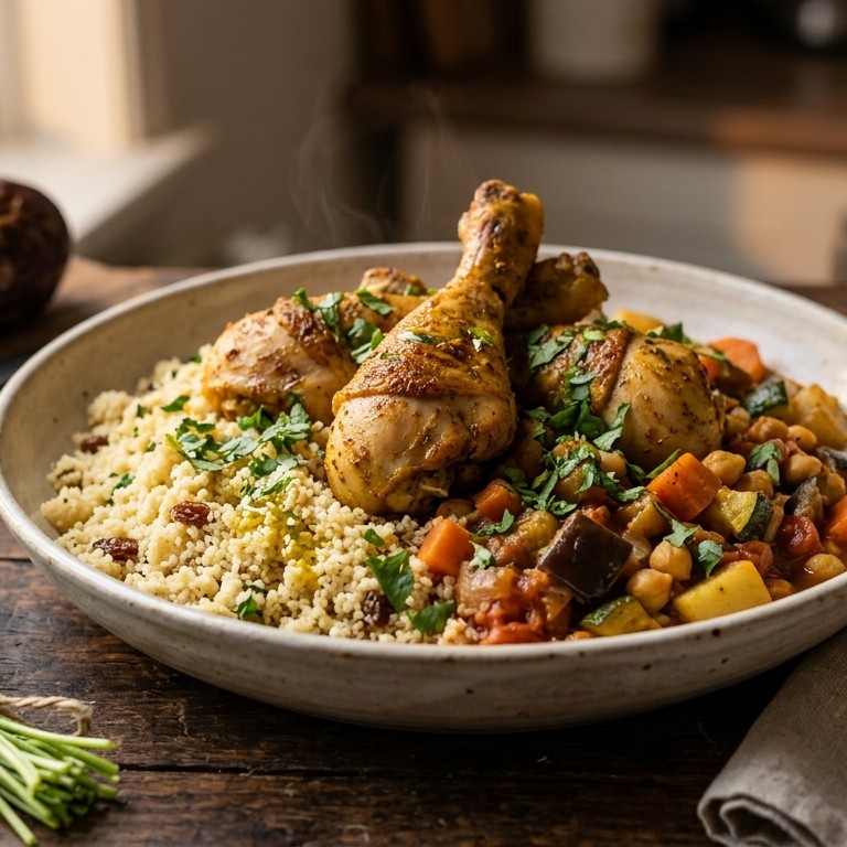 Couscous met kruidige kip recept