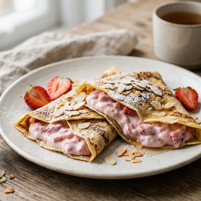 Crêpes met aardbeienkwark recept