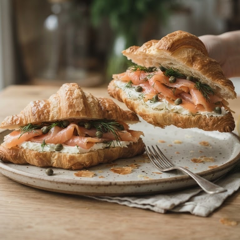 Croissants met gerookte zalm recept