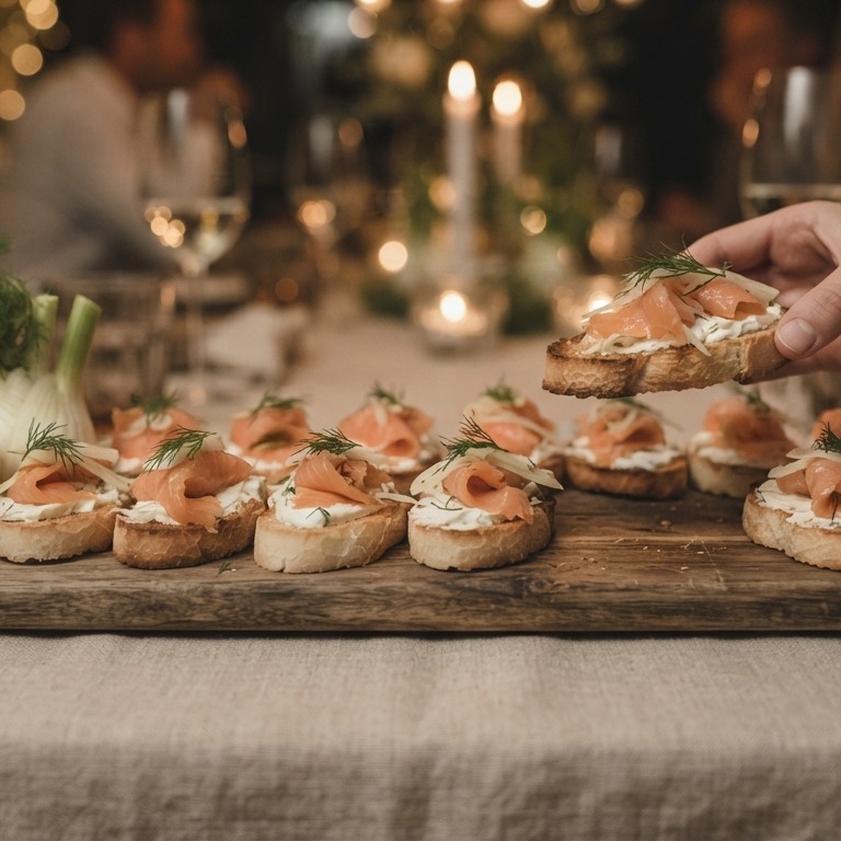 Crostini met zalmforel voor buffet recept
