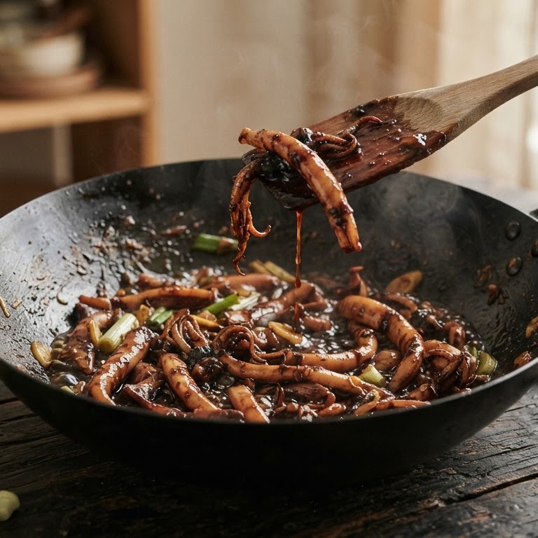 Cumi-Cumi Ketjap (Inktvisreepjes met kruidige ketjapsaus) recept