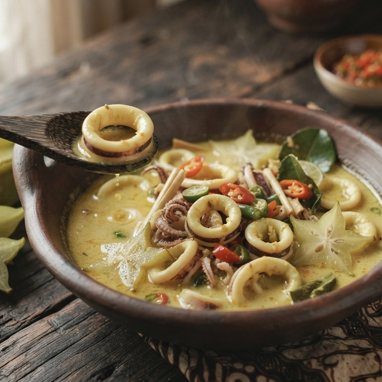 Cumi cumi santen (Inktvis in kokosmelk) recept