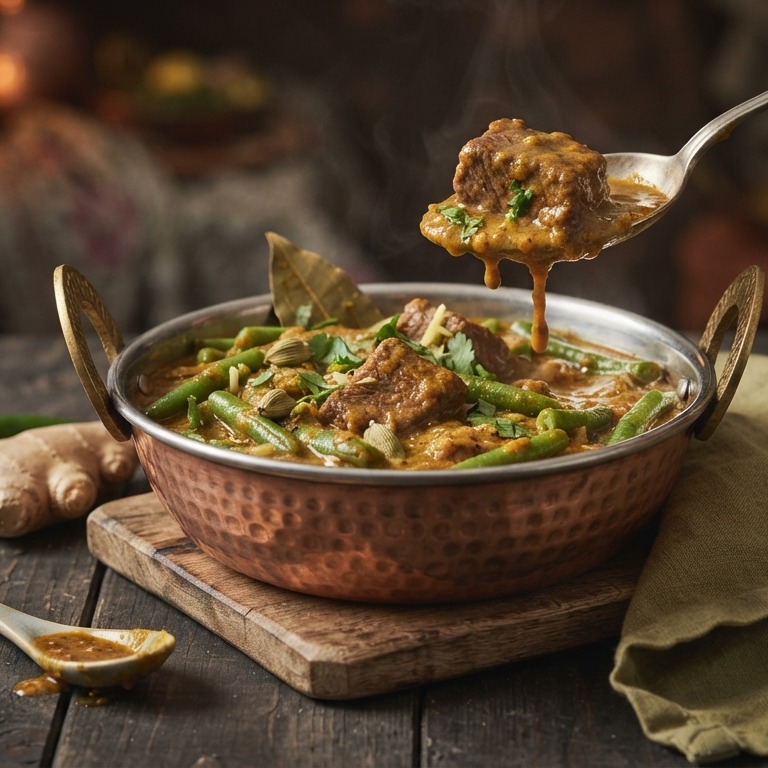 Curry van rundvlees en snijbonen recept