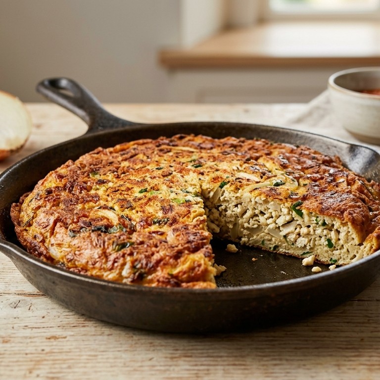 Dadar tahoe tiga (pannenkoek van tahoe met ui) recept