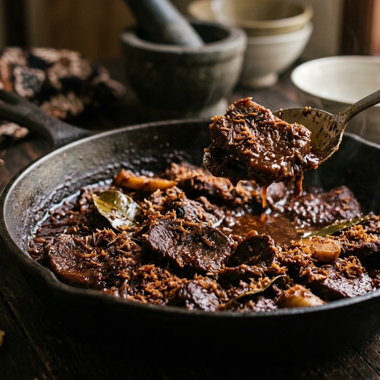 Daging agee (gestoofd rundvlees met kokos) recept