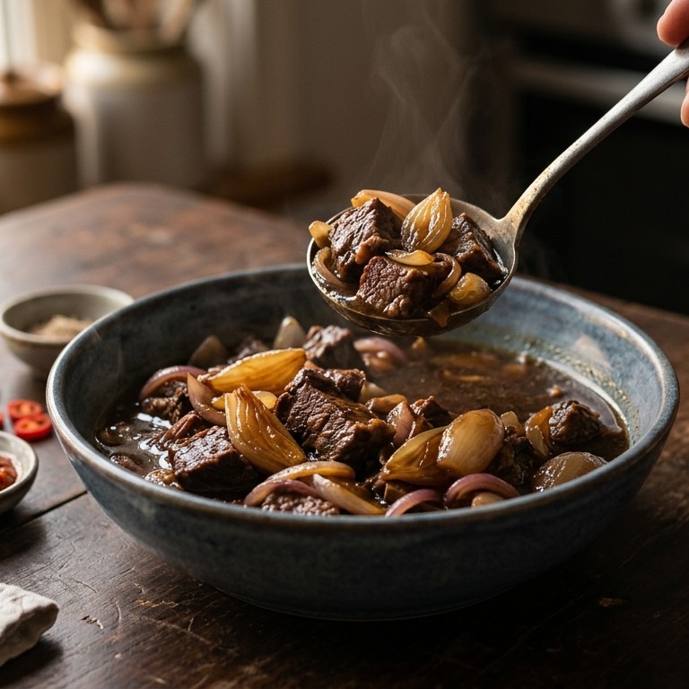 Daging Brambang (nat gestoofd rundvlees) recept