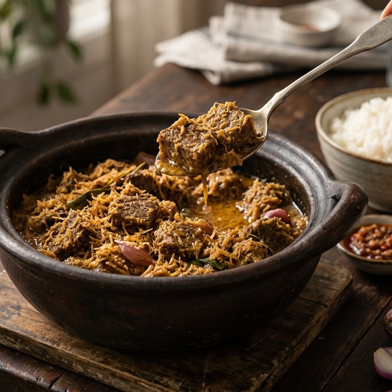 Daging klapper (gestoofd rundvlees met kokos) recept