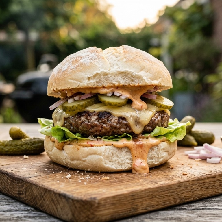 Dik gevuld broodje hamburger recept
