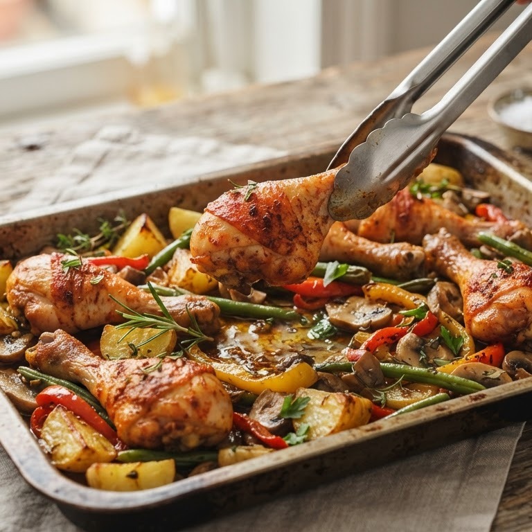 Drumsticks met aardappeltjes uit de oven recept