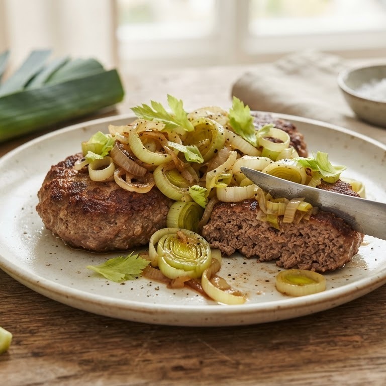 Duitse biefstuk met prei recept