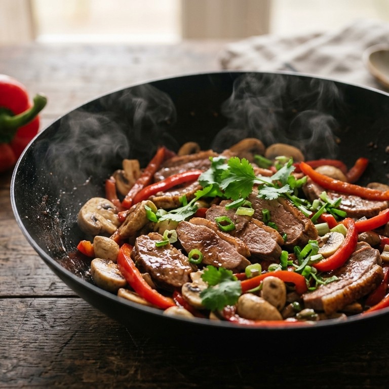 Eend met champignons en rode paprika recept