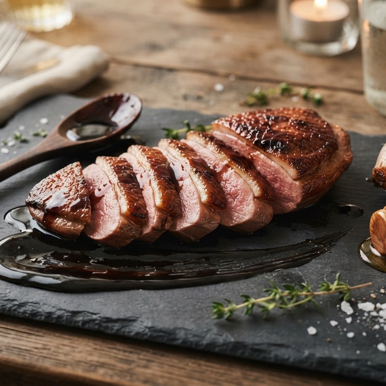 Eendenborstfilet met een saus van honing en balsamico-azijn recept