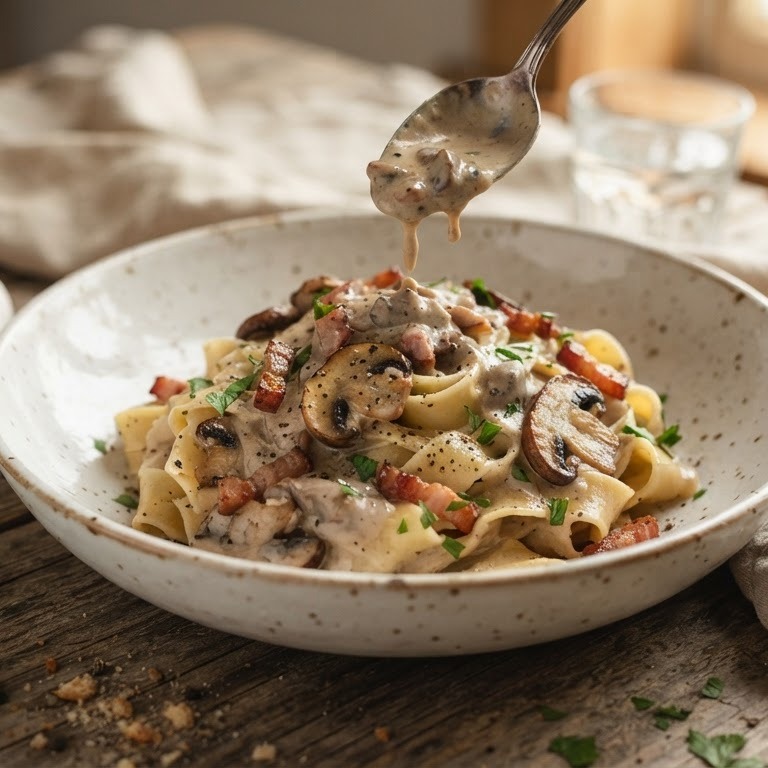 Eenvoudige pasta boscaiola recept