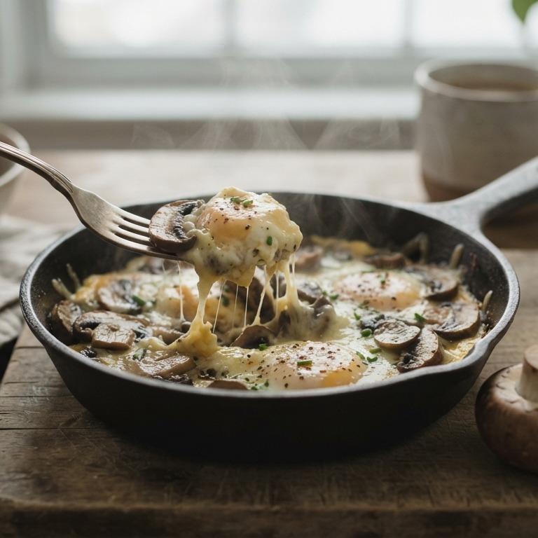 Ei met champignons en kaas recept