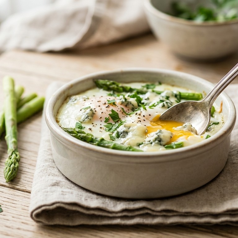 Ei met Franse kaas en asperges recept