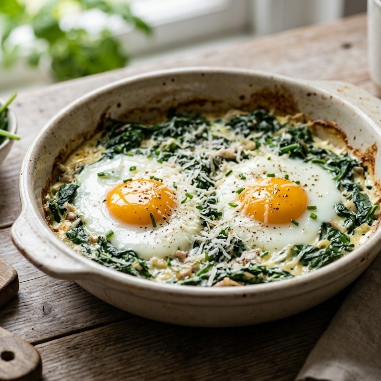 Eieren met spinazie uit de oven recept