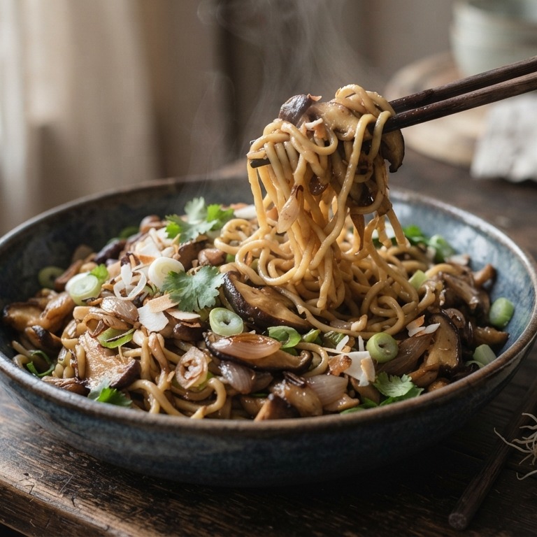 Eiermie met paddestoelen recept