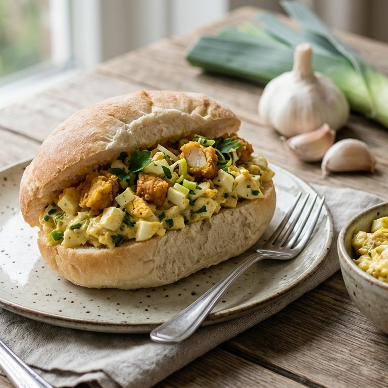 Eiersalade met kip en  kruiden recept