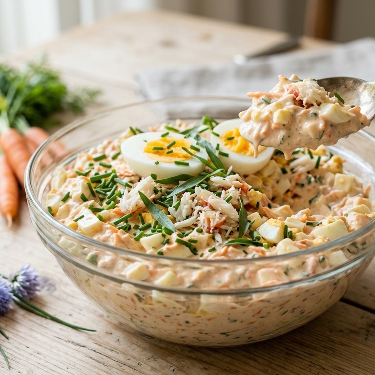Eiersalade met krab recept