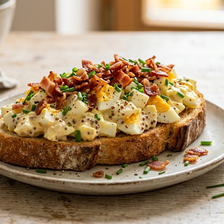 Eiersalade met uitgebakken spekjes recept