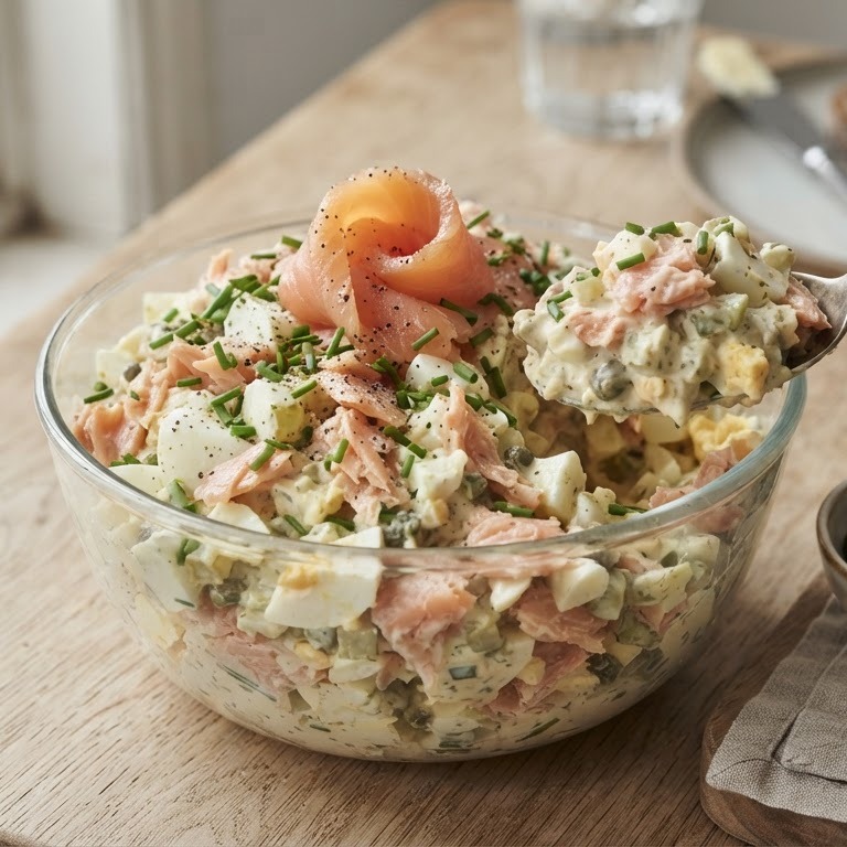 Eiersalade met zalm recept